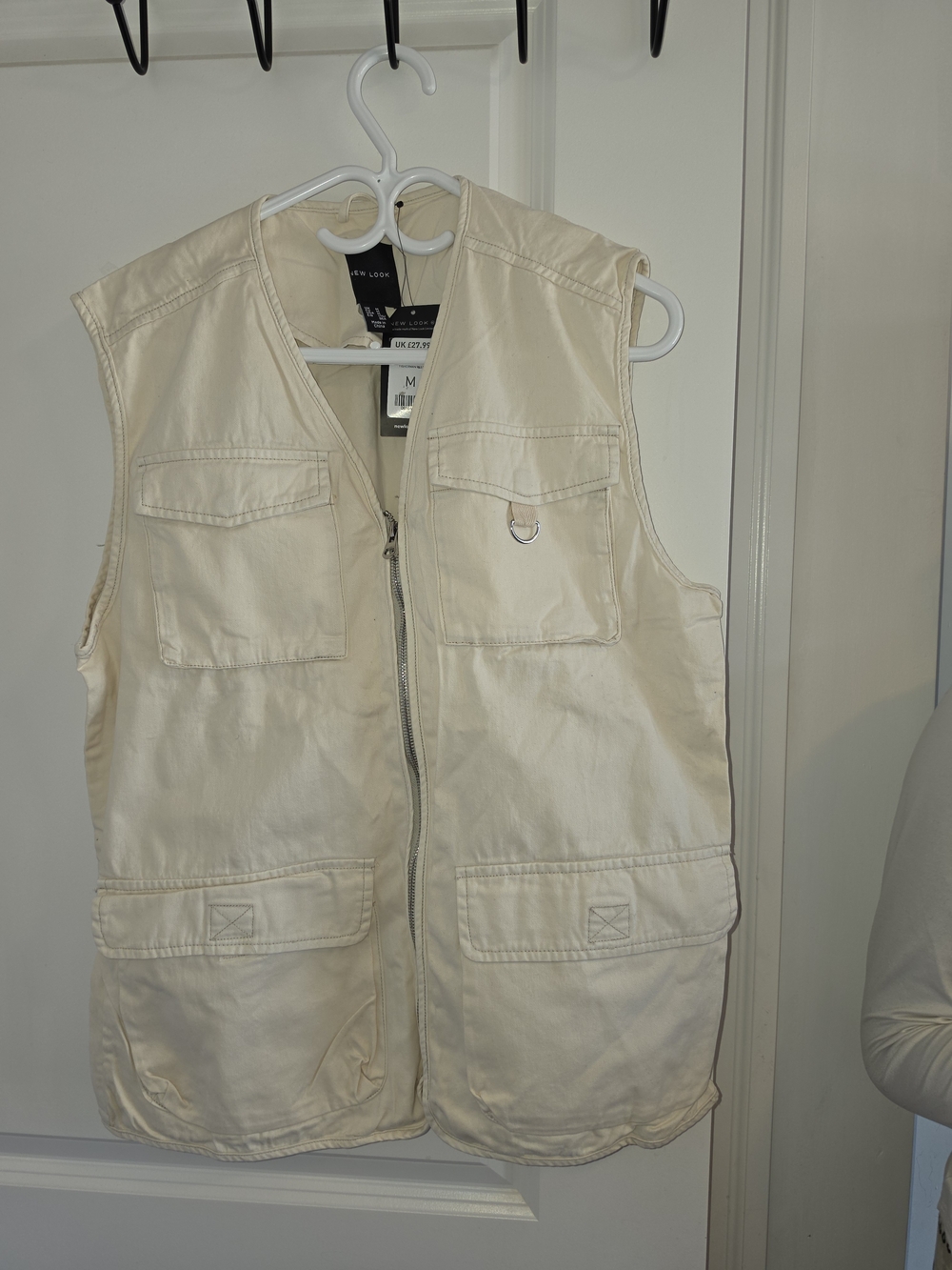 New Look Cream Utility Vest with Front Pockets